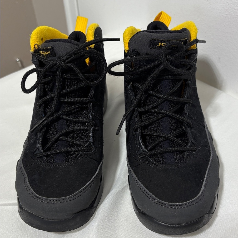 NIKE AIR JORDAN 9 Retro 'Dark Charcoal University Gold' Sneakers Size Yourh 1